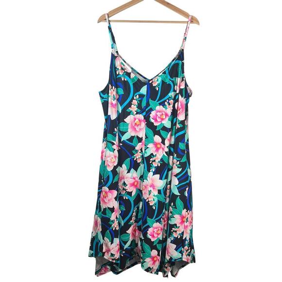 New Women’s La Blanca Nightfall Blooms Scarf Hem Coverup Dress Size 3X - Picture 2 of 7